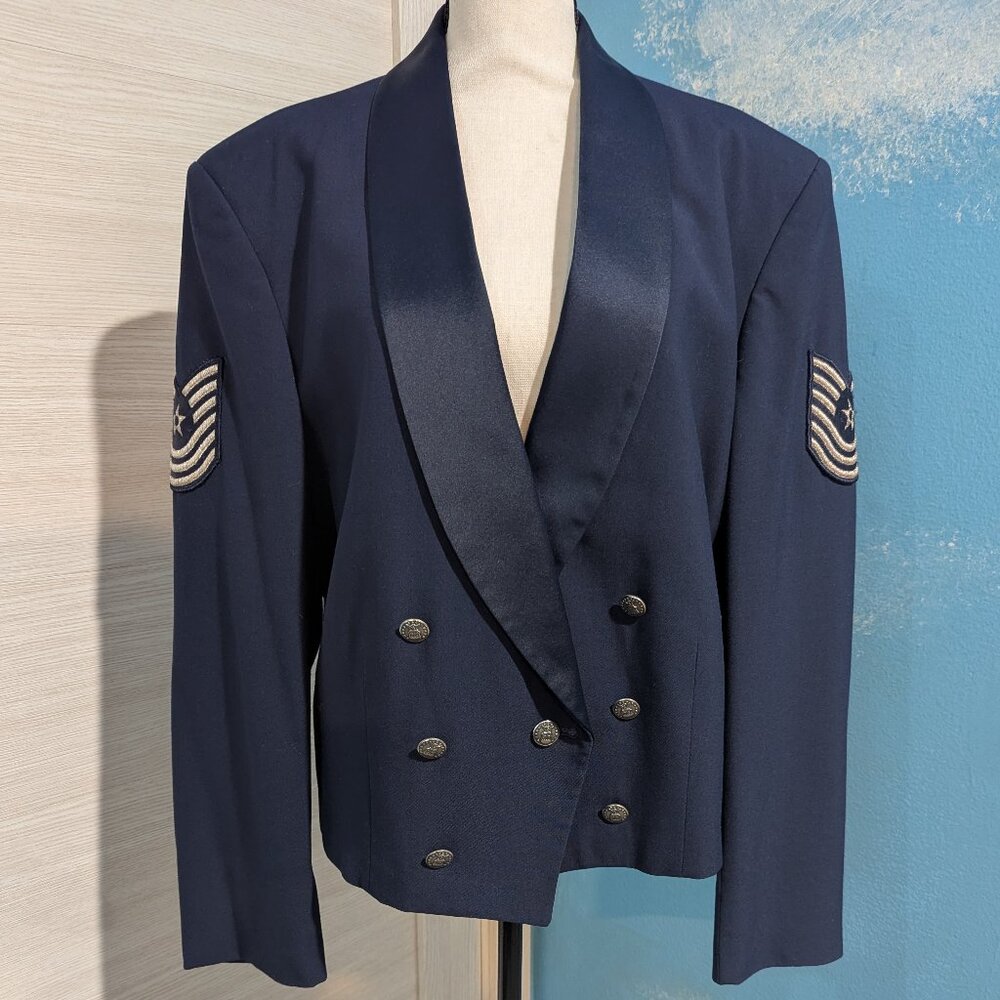 Men's Navy Double-Breasted Military Vintage Blazer